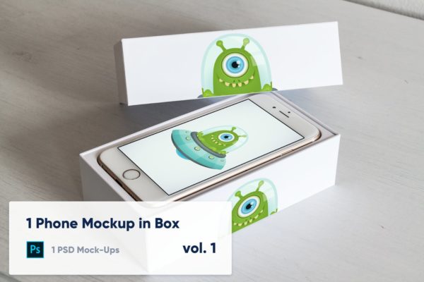 实体键盘iPhone手机开箱演示蚂蚁素材精选样机模板v1 1 Phone Mockup in Paper Box – Vol. 1