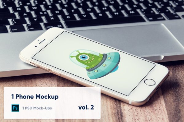 电脑办公桌上的iPhone手机屏幕演示第一素材精选样机v1 1 Phone Mockup on Laptop – Vol. 1