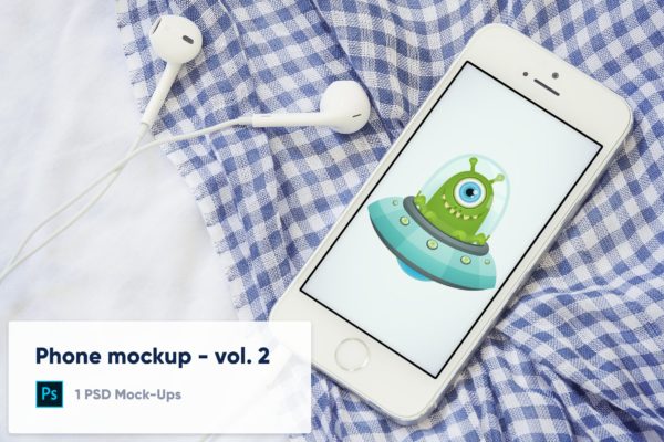 格子布背景iPhone手机屏幕演示蚂蚁素材精选样机v2 Phone Mockup on colorful background – Vol.2