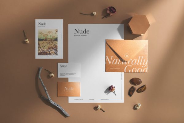 超级品牌VI视觉设计展示效果图第一素材精选模板 Nude Branding Mockup