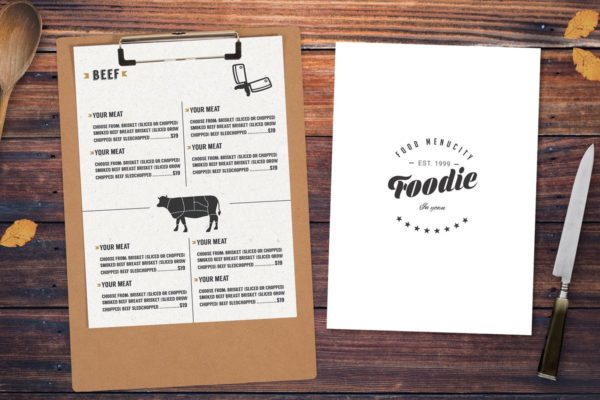 餐馆餐厅店招Logo设计效果图第一素材精选模板 Menu Logo Mock Up