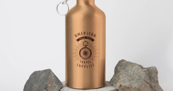 铝制运动水杯外观设计效果图蚂蚁素材精选 Aluminium Sport Bottle Mock Up