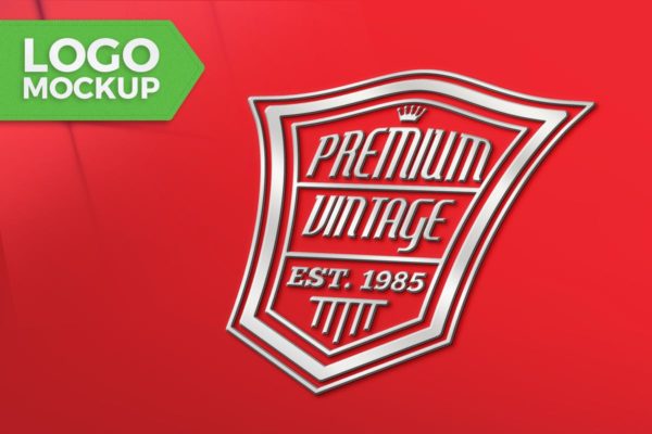 红色背景商标Logo设计印刷效果图第一素材精选 Red Logo Mock-Up