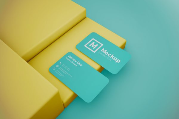 圆角企业名片设计效果图蚂蚁素材精选 Rounded Corner Business Card Mockup