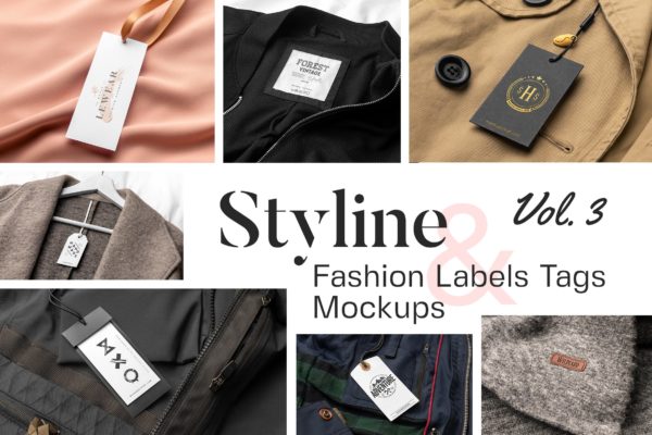 Styline系列服装标签&吊牌VI设计蚂蚁素材精选模板v3 Styline – Apparel Labels and Tags Mockups vol 3