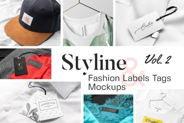 Styline系列服装标签&吊牌VI设计蚂蚁素材精选模板v2 Styline – Apparel Labels and Tags Mockups Vol 2