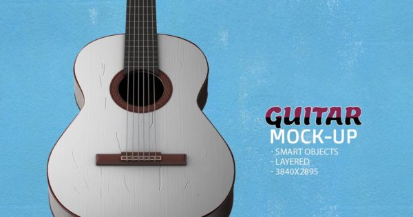 吉他产品外观设计效果图第一素材精选模板v3 Guitar Face PSD Mock-up