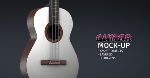 吉他产品外观设计效果图第一素材精选模板v2 Guitar Face PSD Mock-up