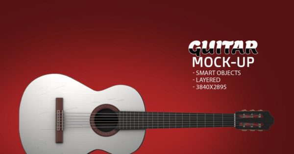吉他产品外观设计效果图蚂蚁素材精选模板v4 Guitar Face PSD Mock-up