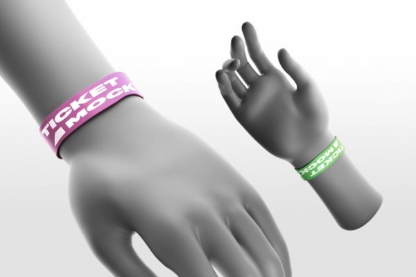 腕带门票图案设计样机第一素材精选 Wristband Ticket Mockups