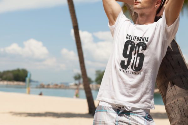 男士圆领印花图案T恤设计展示样机第一素材精选模板 Crew Neck T-shirt Mock-up Male Version