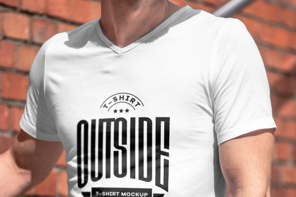 男士印花T恤真实模特上身效果图样机蚂蚁素材精选模板 T-Shirt Mock-up 5