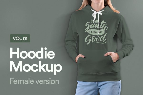 女士连帽卫衣设计预览样机第一素材精选v01 Hoodie Mockup Vol 01