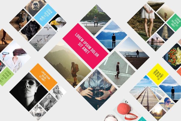 菱形相框照片预览样机蚂蚁素材精选模板 Rhombic Photo Frame Templates