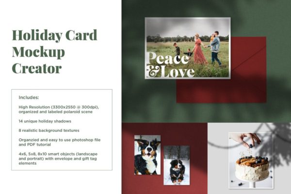 场景化照片装饰样机第一素材精选模板 Holiday Card Mockup Creator