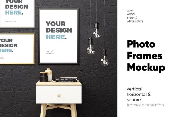 版画/海报/照片/艺术品展示样机蚂蚁素材精选模板v2 Photo Frames Mockup