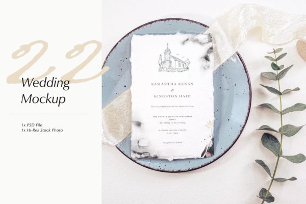 婚礼照片婚礼邀请函优雅风格设计样机蚂蚁素材精选模板v22 Wedding Photo Mockup 22