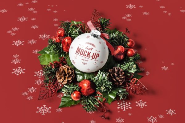 圣诞球外观图案设计效果图样机第一素材精选 Christmas Ball Mock-up