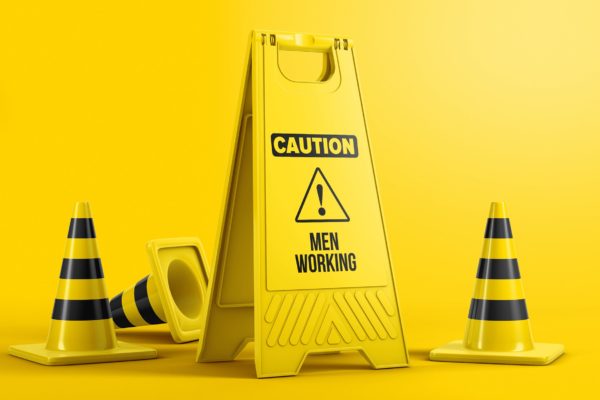 塑料地板警示牌设计图样机第一素材精选模板 Plastic Caution Floor Sign Board Mockup