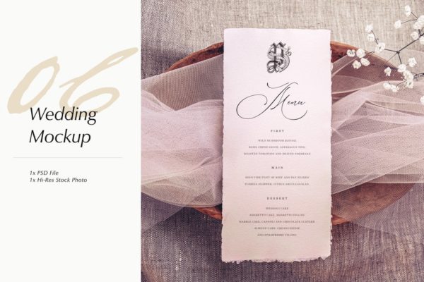 婚礼照片婚礼邀请函优雅风格设计样机第一素材精选模板v06 Wedding Photo Mockup 06