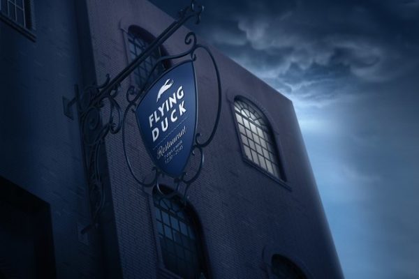 复古风格店招招牌样机 Vintage signboard mock-up