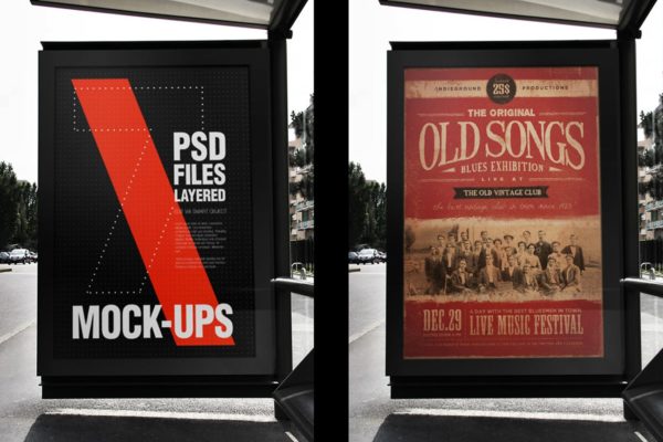 城市街道传单海报张贴效果图样机蚂蚁素材精选 Urban Flyer Poster Mockup