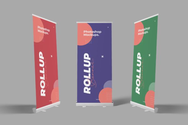 易拉宝X展架海报Banner设计效果图样机第一素材精选 Roll Up Banner Mockups