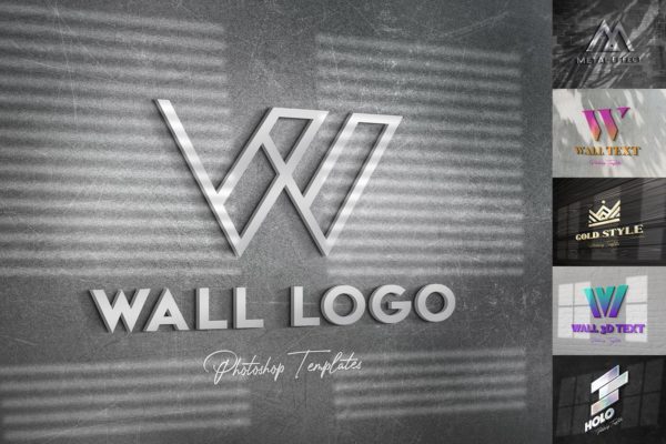 墙体3D字体&Logo设计效果图样机蚂蚁素材精选 Wall Text or Logo Mockups
