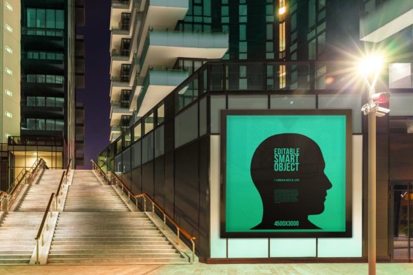 城市夜景海报广告牌设计效果图预览样机蚂蚁素材精选#4 Urban Poster-Billboard Mock-Ups – Night Edition #4