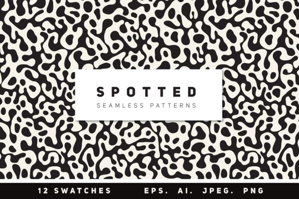 奶牛斑点无缝图案纹理 Spotted Seamless Patterns Set