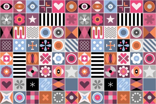 抽象几何混合图案无缝背景素材 Mix of Abstract Geometric Patterns