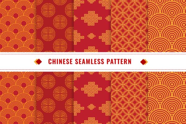 中国新年主题元素无缝图案矢量背景图素材v1 Chinese Seamless Pattern Vector v1