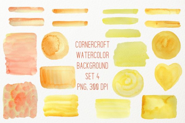 20款黄色水彩背景纹理素材 Watercolor Texture Background Yellow