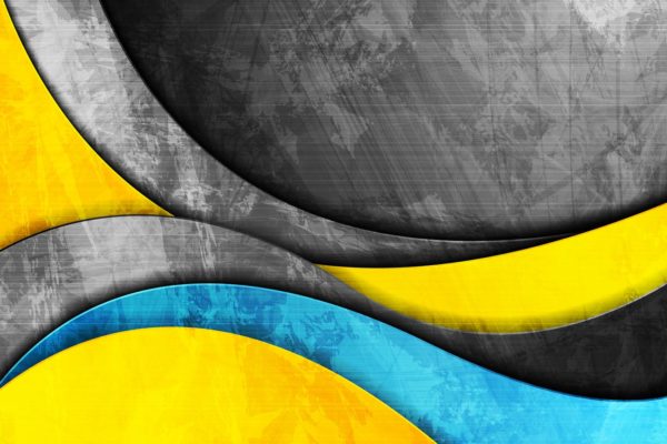 抽象纹理3D立体效果波纹矢量背景素材 Grunge corporate yellow and blue waves