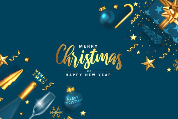 圣诞节＆新年节日氛围矢量背景图素材 Merry Christmas and Happy New Year banner