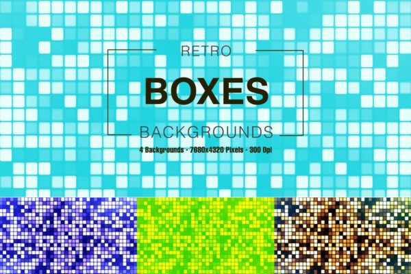复古彩色方格盒子高清背景图素材