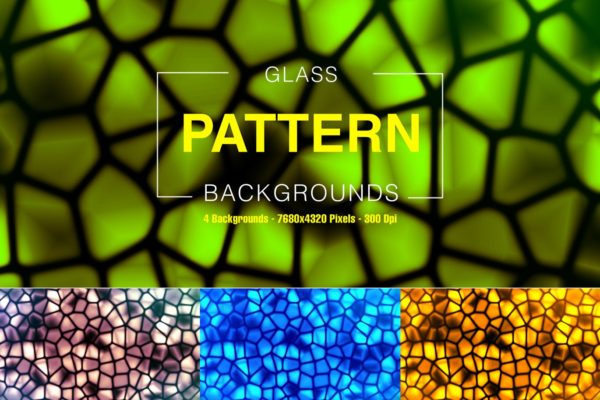 8K分辨率彩色拼凑玻璃高清背景图素材 Glass Patterns