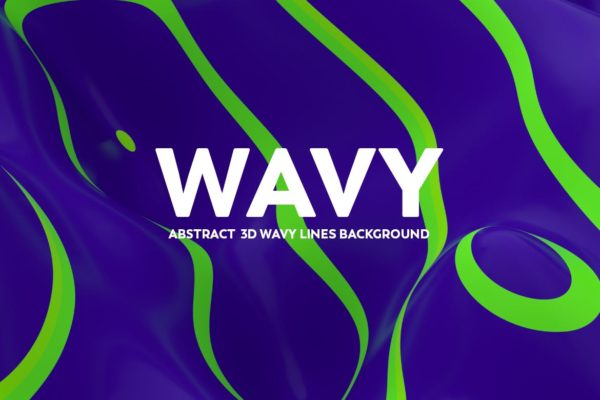 抽象蓝绿色3D波浪线背景图素材 Abstract  3D Wavy Lines Background -Green and Blue