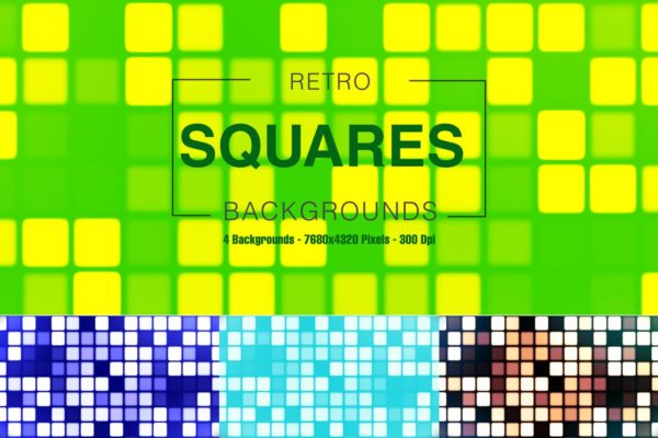 复古像素彩色方格高清背景图素材 Retro Squares