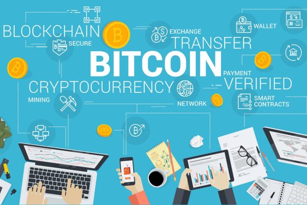 区块链比特币加密货币主题矢量背景图素材 Bitcoin market