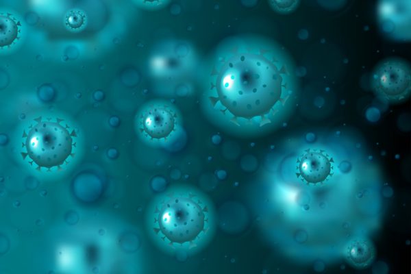 COVID-19细菌细胞渲染图抽象背景图素材 Abstract background with COVID-19 bacteria cells