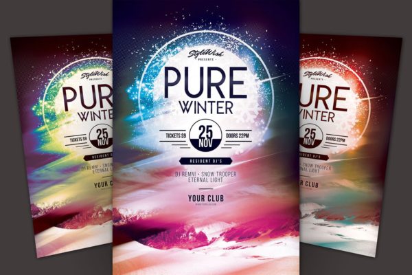 冬季派对活动传单模板 Pure Winter Flyer Template