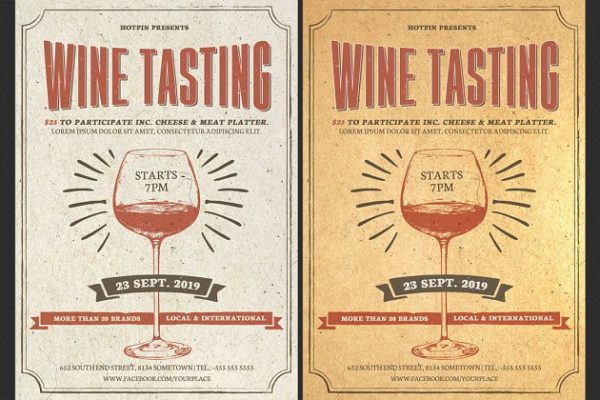 红酒/葡萄酒新酒品酒传单模板  Wine Tasting Flyer Template