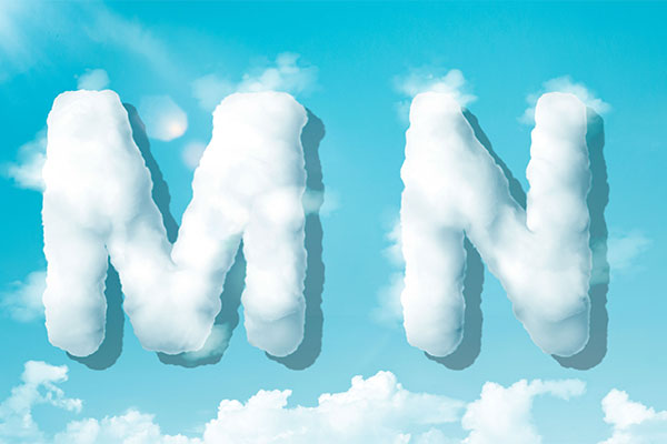 字母“MN”蓝天背景白云英文艺术字体蚂蚁素材精选PSD素材