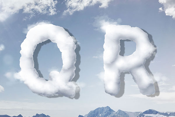 字母“QR”蓝天背景白云英文艺术字体蚂蚁素材精选PSD素材