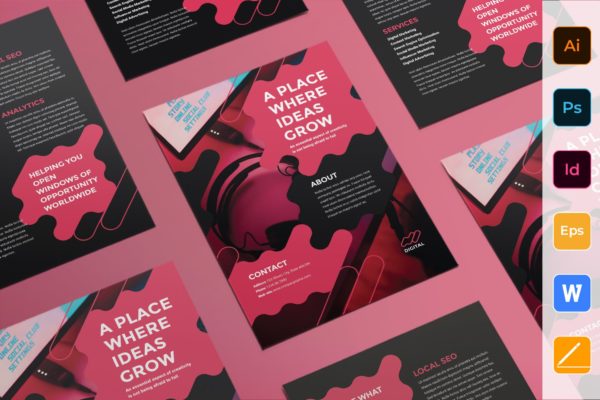 数字广告代理商宣传单设计模板 Digital Advertising Agency Flyer