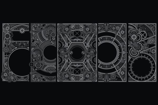 5款机械机甲背景图案海报PSD素材第一素材精选模板 5 mecha poster template