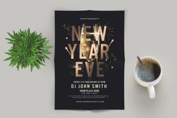 新年前夜活动邀请海报传单第一素材精选PSD模板 New Year Eve