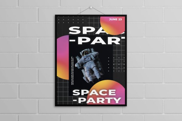 宇航员/航空主题海报PSD素材蚂蚁素材精选模板 Astronaut Poster Template