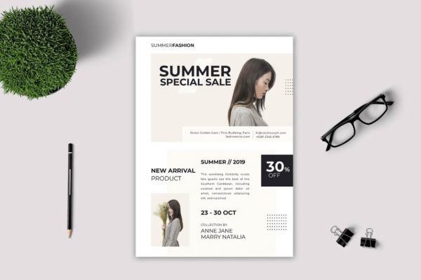 性冷淡风时尚服装店铺传单设计模板v2 Fashion Flyer – Vol. 2